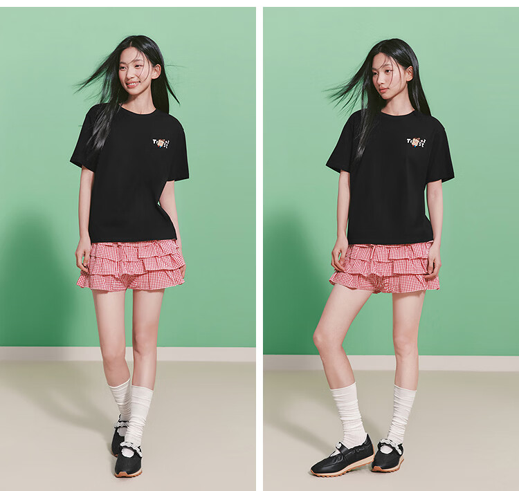 Semir BB Collaboration 100% Cotton Women's Short Sleeve T-Shirt 2026 Summer Breathable Loose Fit Crew Neck Top 109326100021 36