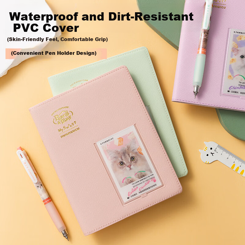 MASMARCU Morning Light Stationery, All Meow A5 Soft Cover Hardcover Notebook, Journal Book, Aesthetically Pleasing Diary, 96 Pages, Pink Style QJ001637, Essential for Exams