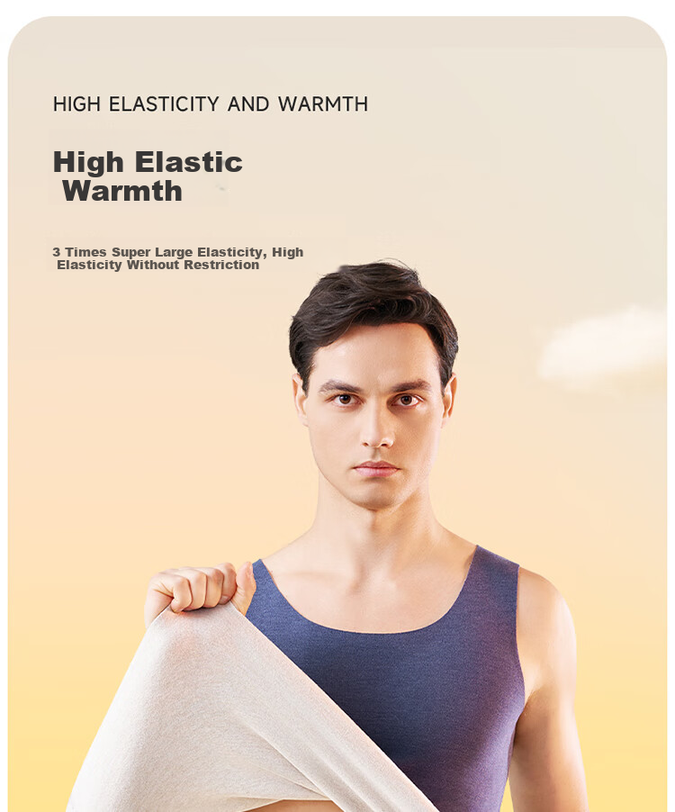 LangSha Men's Thermal Vest Thin Double-Sided Fleece Lyocell Feather Velvet Wide Shoulder Base Layer Winter 21