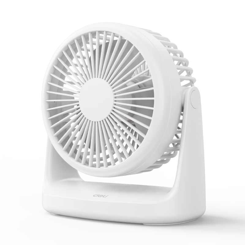 Deli [Rechargeable & Plug-in Dual Use - Ultra Long Battery Life] Desktop USB Fan Small Electric Fan for Dormitory Office Workstation Bedside Quiet Mini Fan - LK201A White