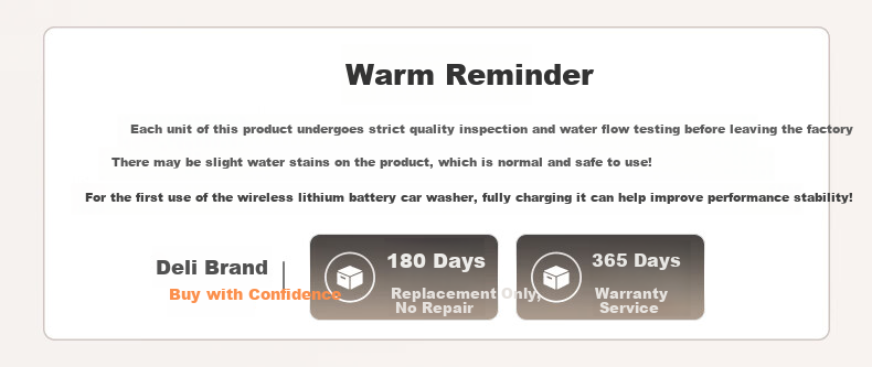 Deli High-Pressure Car Wash Water Gun Household Car Washer Large Capacity Battery Long Battery Life High Power Multifunctional Lightweight Portable 1