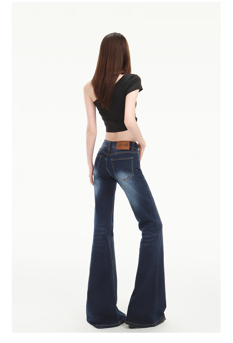 Pierre Cardin Women's Summer Denim Jeans American Style Low Waist Flared Loose Casual Long Pants Dark Blue L 31