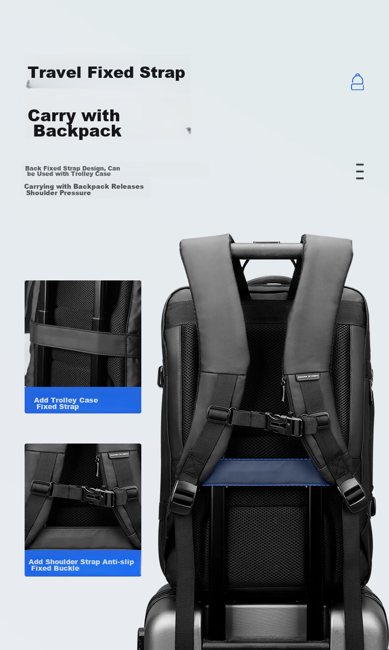 MARK RYDEN Backpack, Double Shoulder Bag, Large Capacity Travel Laptop Bag, Notebook 17.3-Inch Business Bag, Expandable Capacity, Gift-Giving 11
