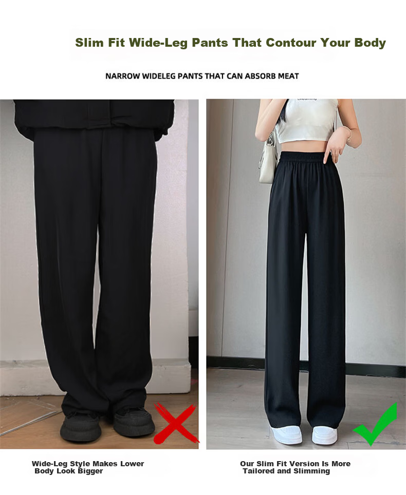 Langsha Elastic Waist Suit Pants Women Spring 2026 New Slim Straight High Waist Slimming Draped Casual Wide Leg Pants 3