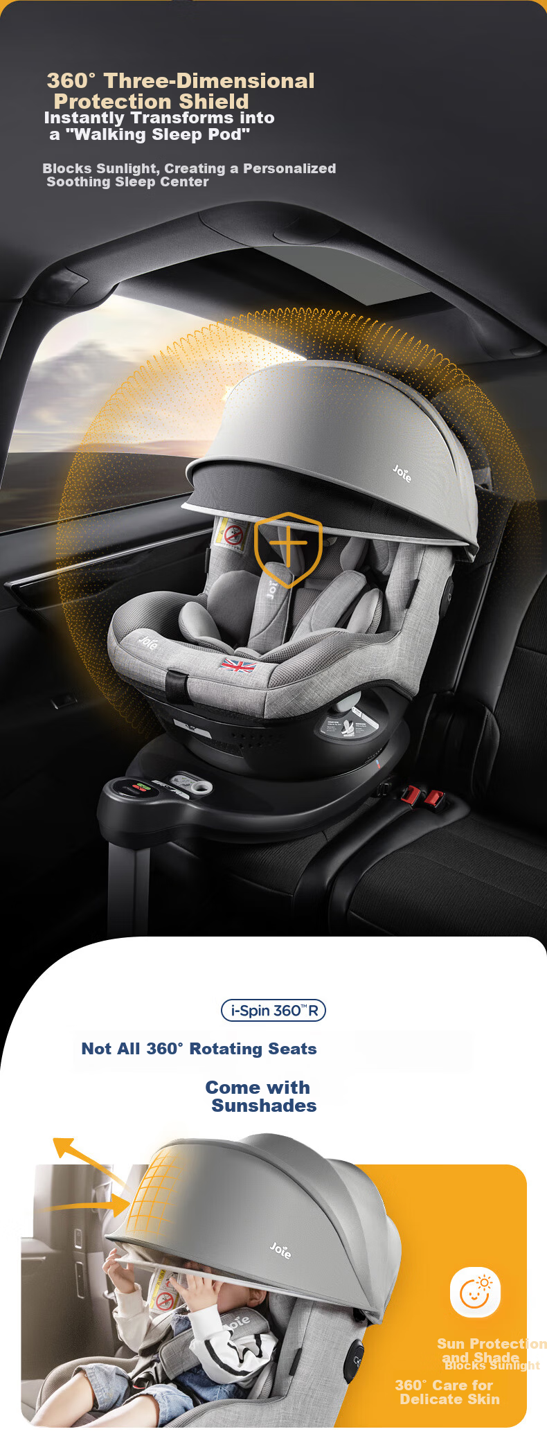 JOIE Child Safety Seat 0-4 Years ADAC Tested 360° Rotation i-Size Certified Gyro Warrior Pro Gray 11