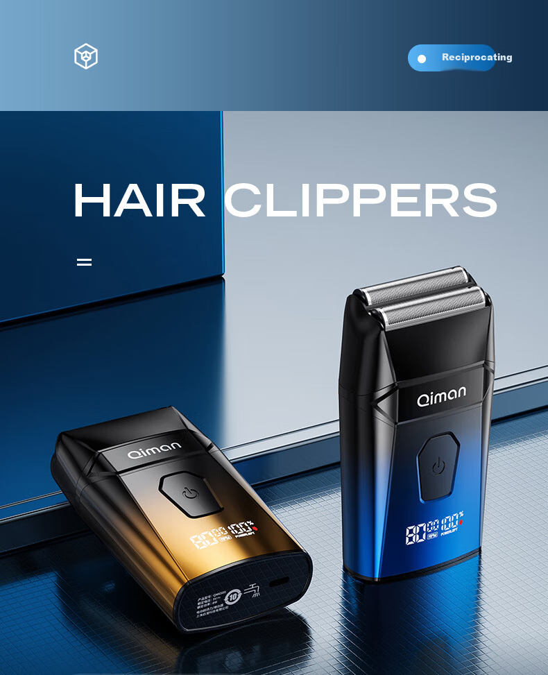 Qiman Whitening Hair Clipper Bald Head Shaving Device Electric Hair Trimmer Razor Reciprocating Shaver Self-Service Barber Shop Salon Professional Oil Head Fade Electric Hair Clipper QM6500 Gradient B 4
