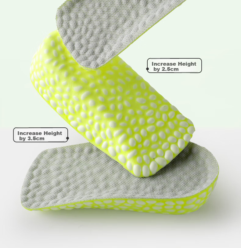 FOOTOPPO Boost Height Increase Insoles for Men and Women, Odor-Resistant, Soft Sole, Comfortable Popcorn High Elastic Shock Absorption Invisible Half Insoles 4