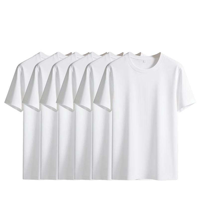 Yiershuang Men's T-Shirt, Pure Cotton Round Neck Short Sleeve, Summer Basic Half Sleeve Undershirt, Solid Color Old Man Underwear, Sweat Shirt, 6-Piece Set