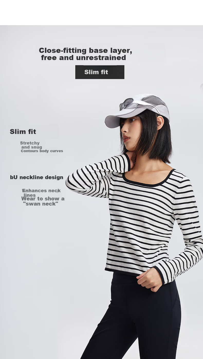 Meters Bonwe Women's New U-Neck Contrast Trim Fashionable Comfortable Base Layer Sweater 2