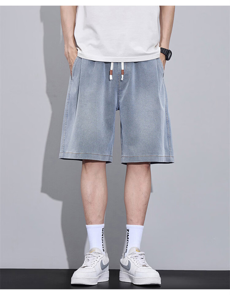 JEEP SPIRIT Men's Summer Thin Ice Silk Casual Shorts Loose Straight American Style Five-Point Pants Dark Gray L 15