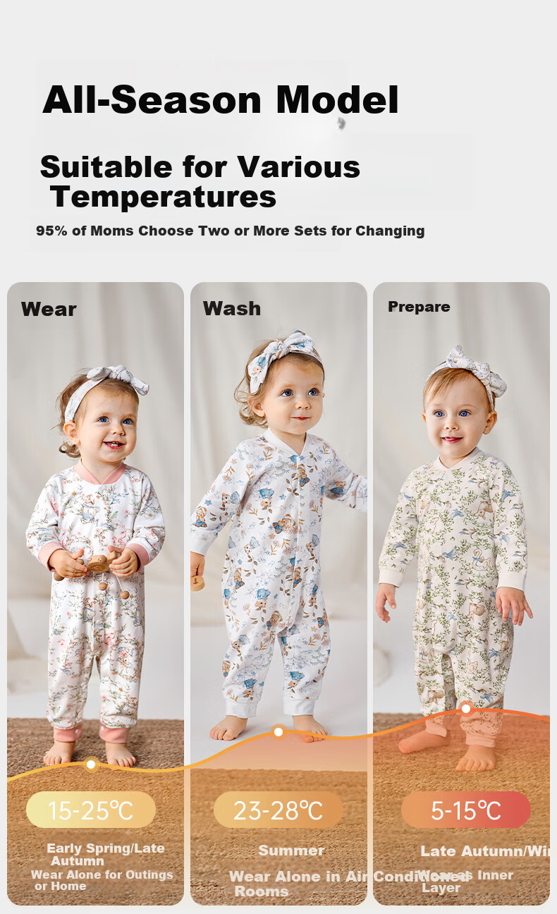 OUYUN Baby Romper Spring Autumn Four Seasons Newborn Jumpsuit Full Moon Crawling Suit Hamster + Flower Wall 73cm 24