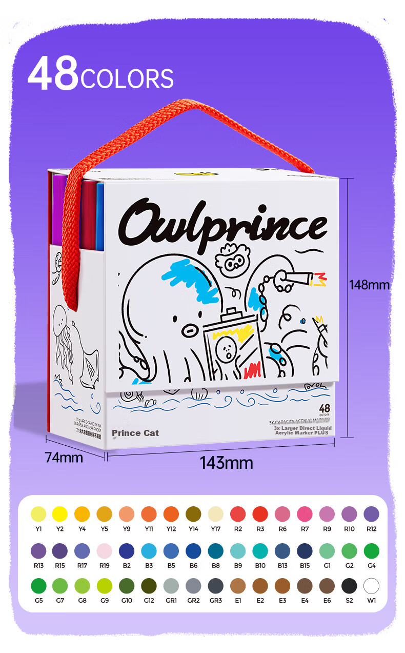 Cat Prince 24-Color Large Capacity Direct Ink Acrylic Markers Soft Tip Washable Watercolor Pens for Kids New Year Birthday Gift 24
