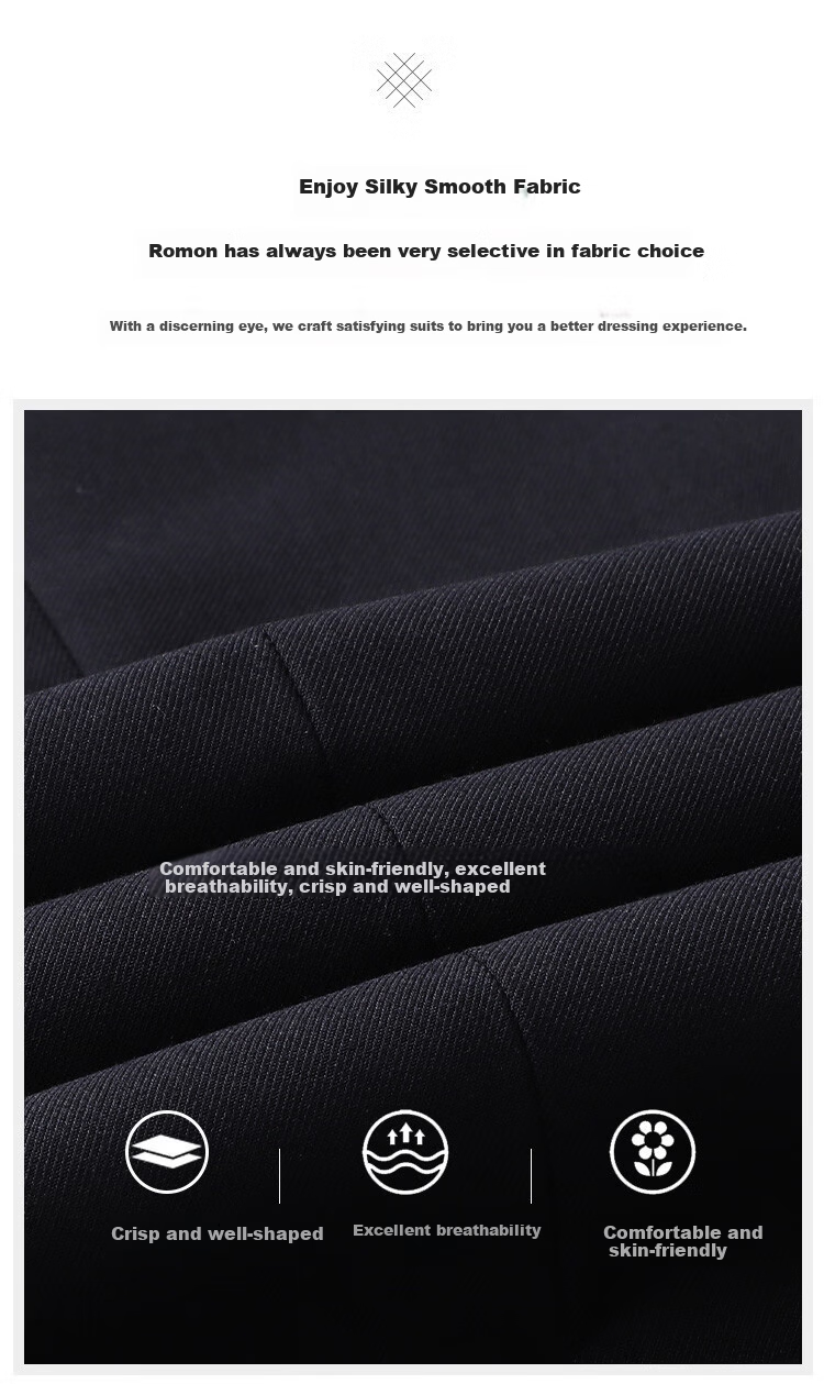 ROMON Men's Business Suit Slim Fit Groom Tuxedo Best Man Wedding Suit 2