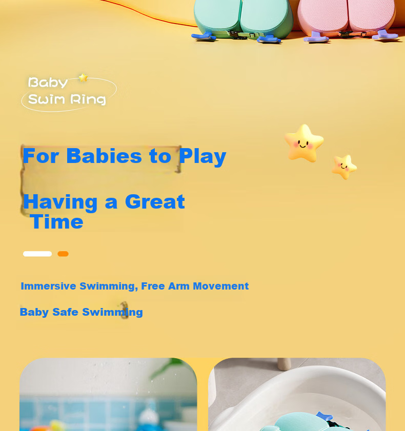 Li-Ning Inflatable-Free Baby Swimming Ring Underarm Float for 2-Year-Olds Infant Bath Seat Ring 16