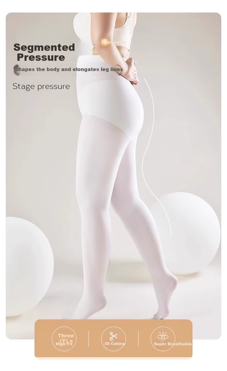 BOPRUIEY White Plus Size Tights Pantyhose Spring Summer Adult Dance Practice Stockings for Plus Size Students 15