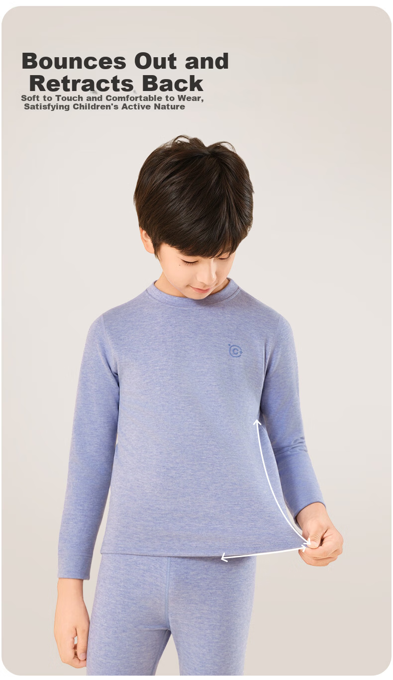 Hodo Children's Wool and Silk Thermal Underwear Autumn Clothes Pants School Uniform Warm Set Gray 160 8