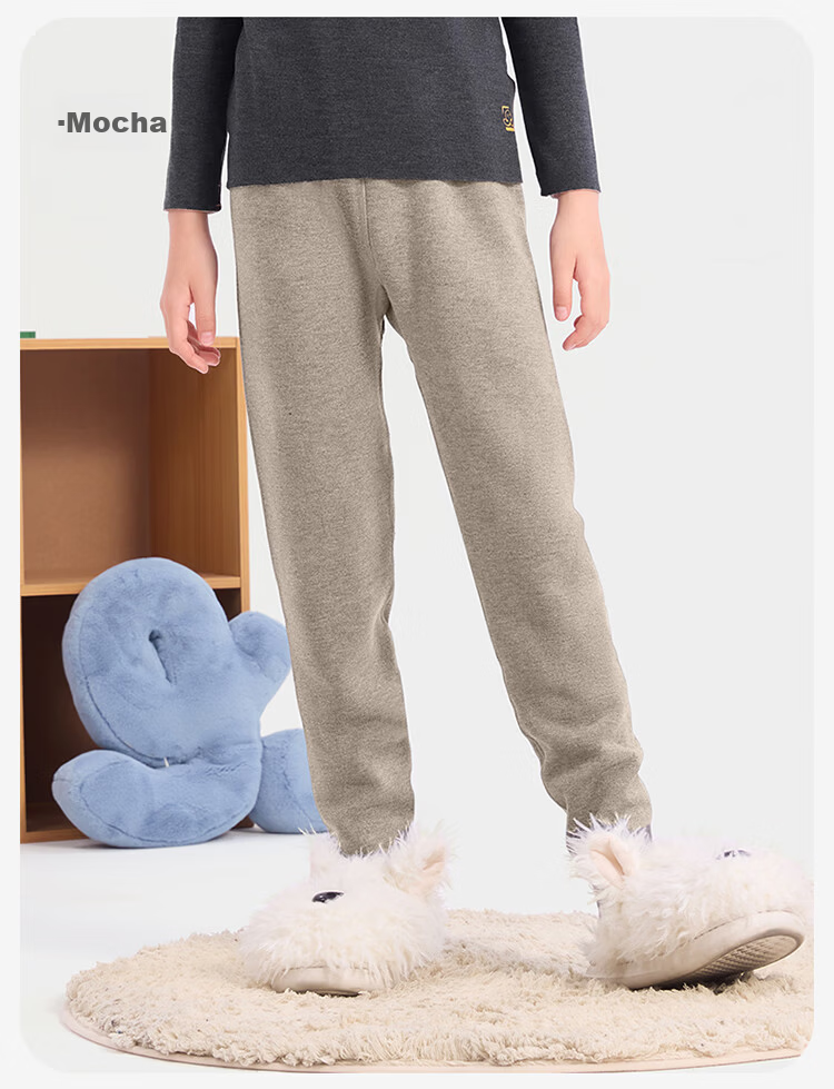 Jiusuiban Kids Thermal Pants Boys Autumn Winter Thickened Fleece Lined 7A Antibacterial Cashmere Cotton School Uniform Leggings 11