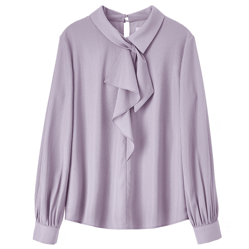 Sentubila Elegant Ribbon Blouse for Women, Spring Women's Wear, Light And Fashionable Long-Sleeve Chiffon Blouse, Versatile Commuter Top