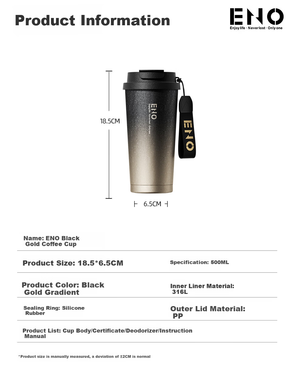 Eno Coffee Insulated Tumbler Men's Portable High-End Travel Water Bottle 2025 New Model 15