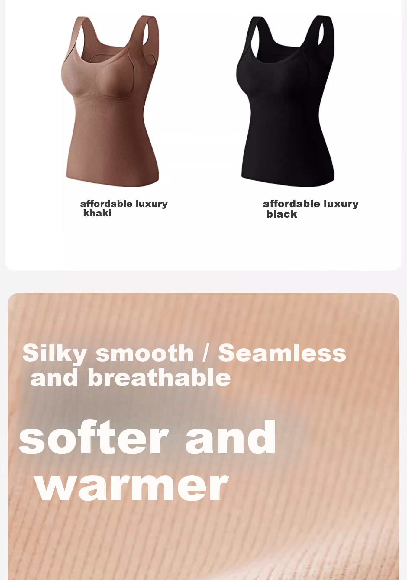 Urban Beauty Women's Thermal Camisole with Built-in Padded Bra, Fleece-Lined Seamless Autumn Winter Base Layer 18