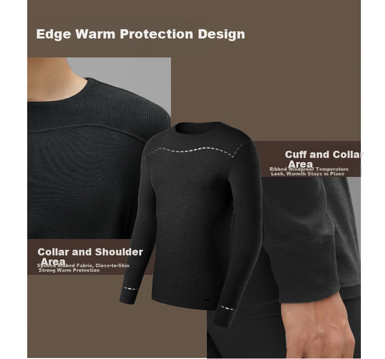Beneunder Men's Thermal Fleece-Lined Thickened Autumn Winter Windproof Warm Underwear Set 2