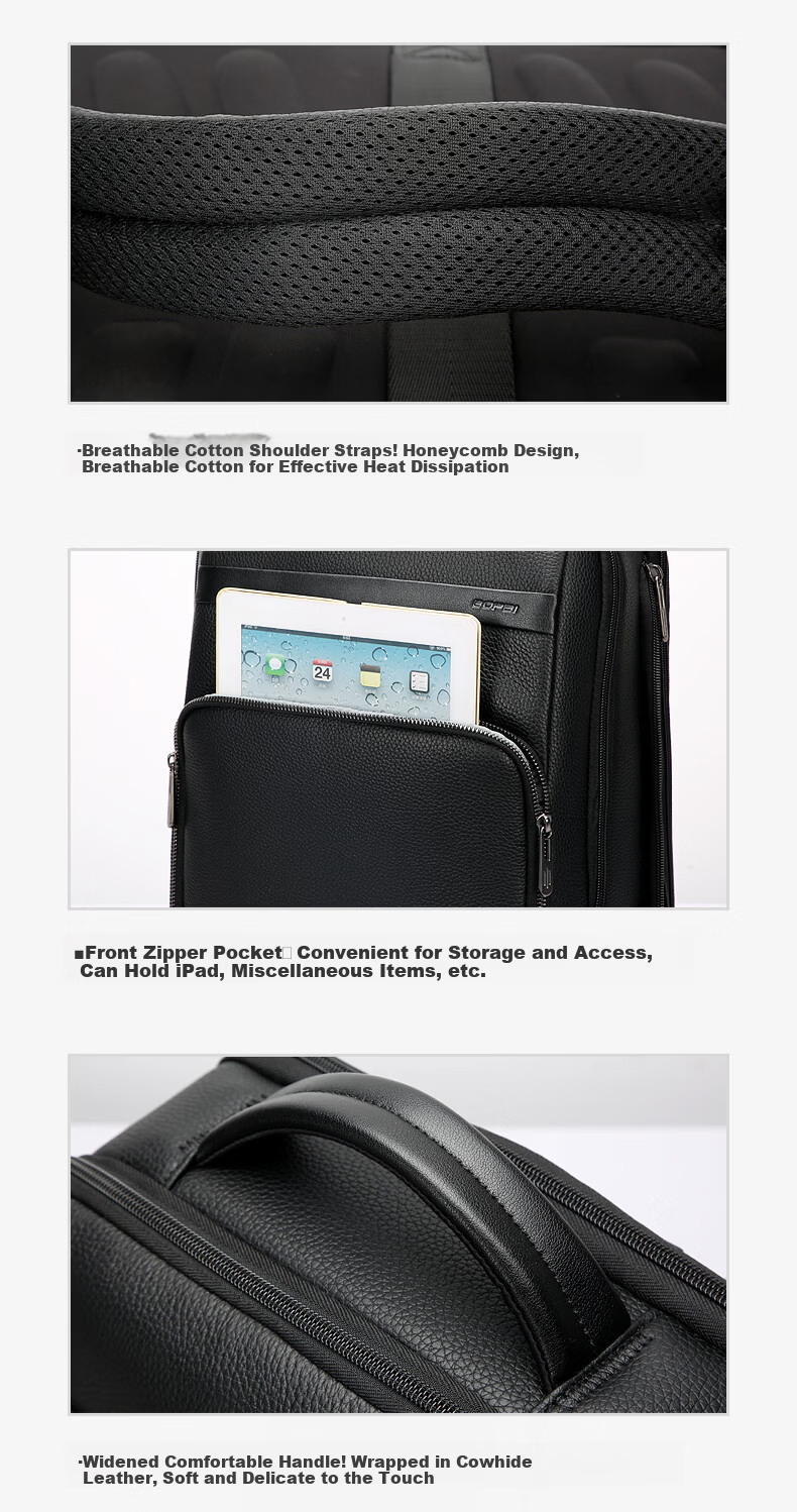 Bopai Genuine Leather Business Backpack for Men 16-inch Laptop Bag Travel Holiday Gift for Husband 10