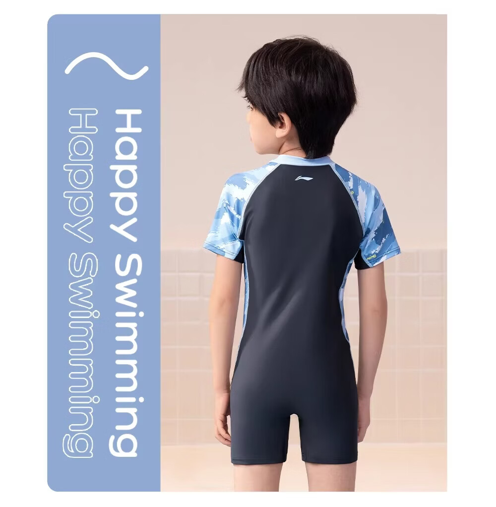 LI-NING Kids Boys One-Piece Swimsuit Youth 2026 New Professional Training Swimwear 27