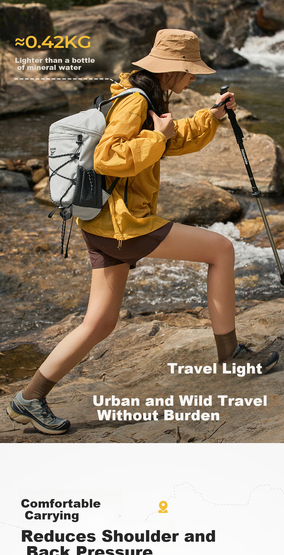 Reebok Lightweight Sports Men's Backpack Outdoor Travel Hiking Mountaineering Water-Resistant Mountain Bag for Women 3