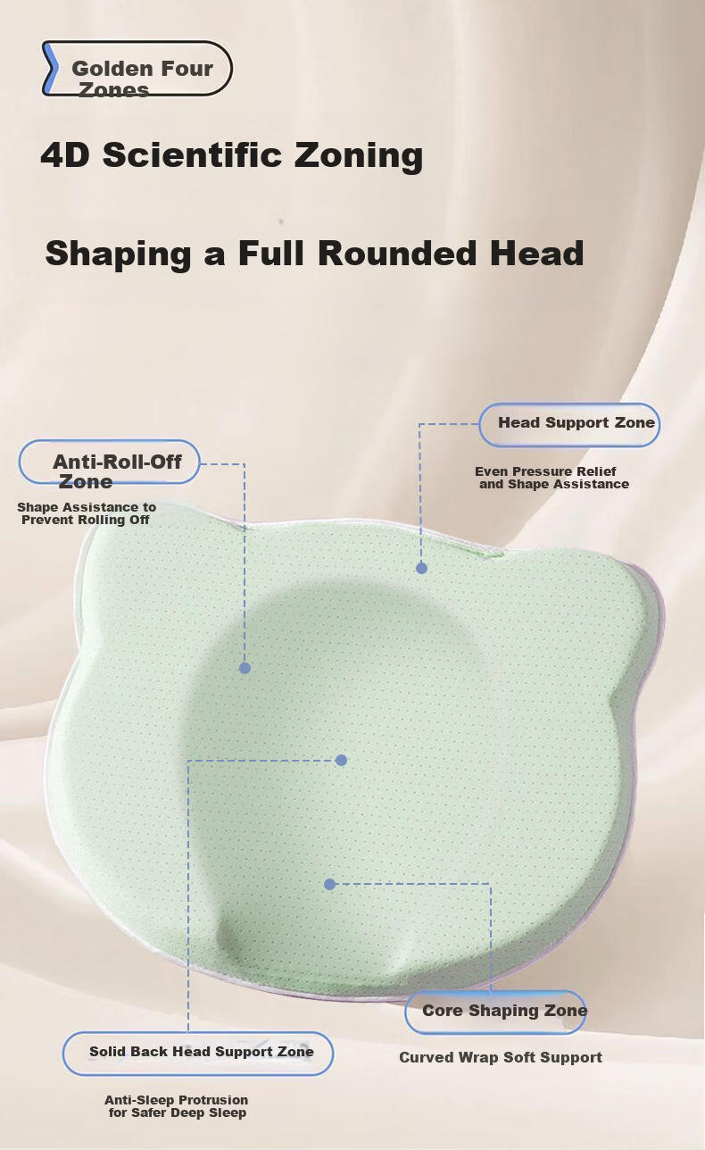 Bledilait Baby Pillow Infant Shaping Pillow Newborn Head Correction Anti-Flat Head Silicone Pillow 0-6 Months 9