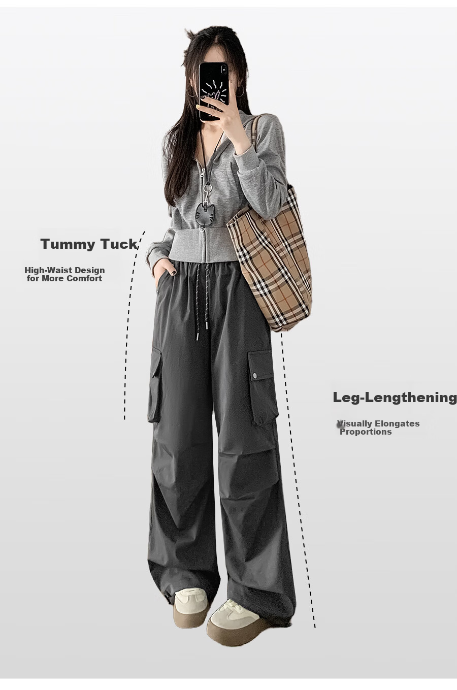 Borui American Workwear Pants 2026 New Autumn Women's Casual Loose Wide-Leg Outdoor Hiking Cargo Pants 6