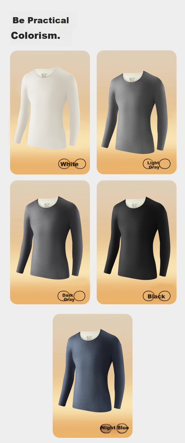 Borui Men's Thermal Underwear 10A Antibacterial Seamless Thermal Shirt with Camellia Oil Moisturizing and Goose Down Protein Base Layer 13