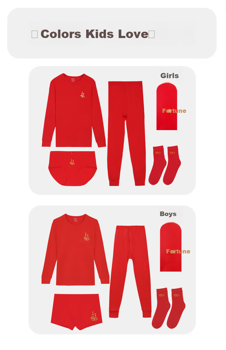 Hodohome Girls' New Year Outfit Cotton Thermal Underwear Set Socks Warm Gift Box 170 20