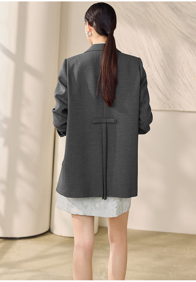 ROEYSHOUSE Women's Elegant Commuter Blazer Spring High-Intelligence Professional Suit Jacket 12596 Dark Gray L 14