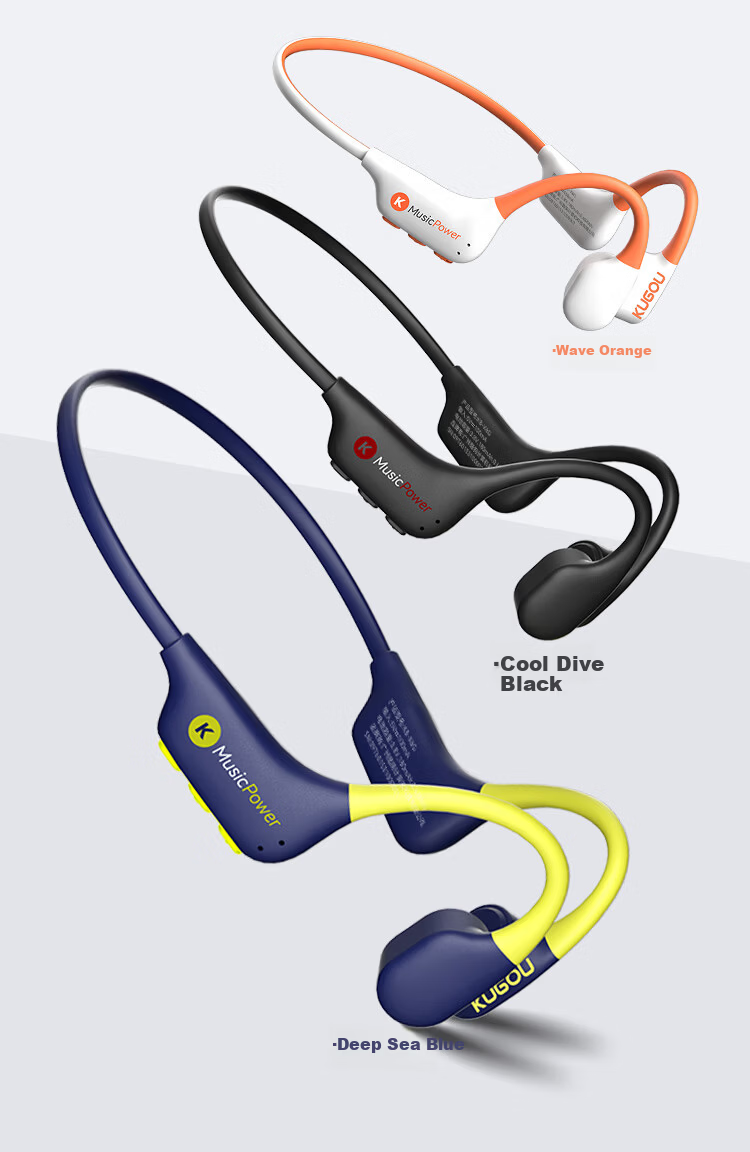 KUGOU Flagship 6.0 Bone Conduction Bluetooth Headphones Waterproof Level 8 Volume Level 16 Swimming Sports Running Cycling Open Ear Hook Long Battery Life Underwater Integrated MP3 K8 15