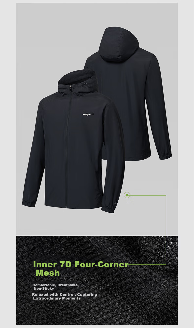 ERKE Men's Jacket 2026 New Outdoor Casual Hooded Waterproof Mesh Lined Sports Windbreaker Versatile Casual Wear 7