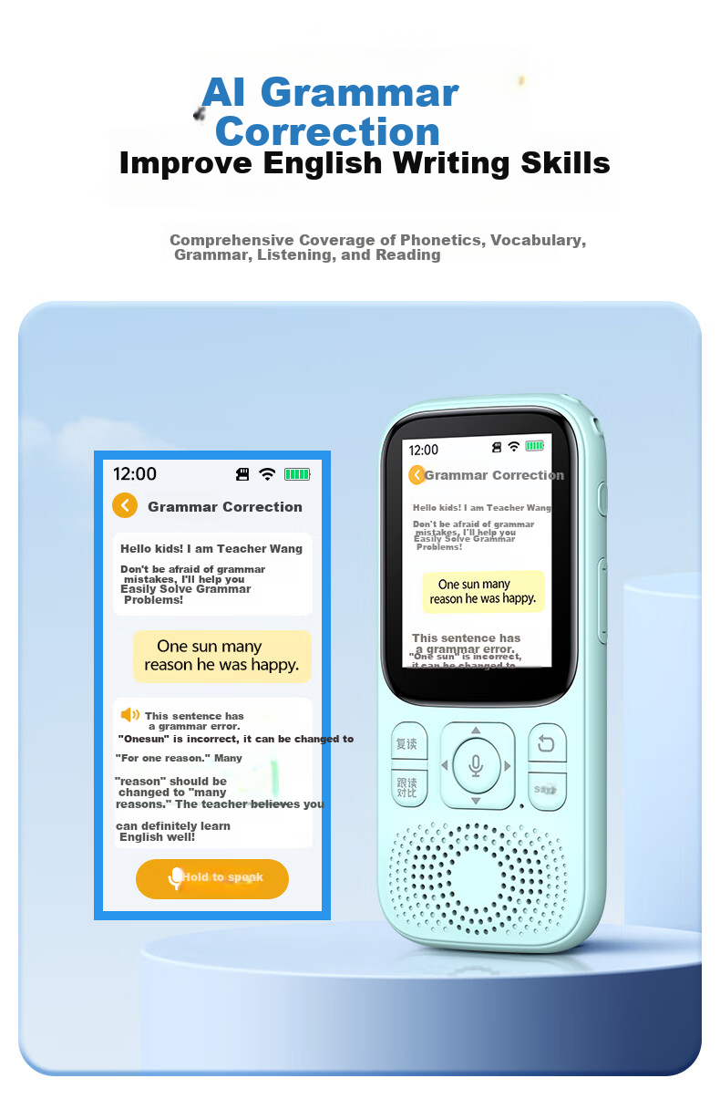 NINTAUS AI Learning Machine Listening Treasure 128GB Repeater Portable Audio Chinese English Study Enhancement Tool Synchronized New Textbook Portable Listening and Reading Device A5pro 12