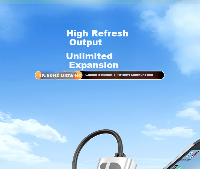 Superior Type-C Docking Station with Ethernet Port 4K60Hz Ultra HD HDMI Display Expansion Gigabit Ethernet Adapter USB3.0 Compatible with Huawei Apple MacBook Neo 1