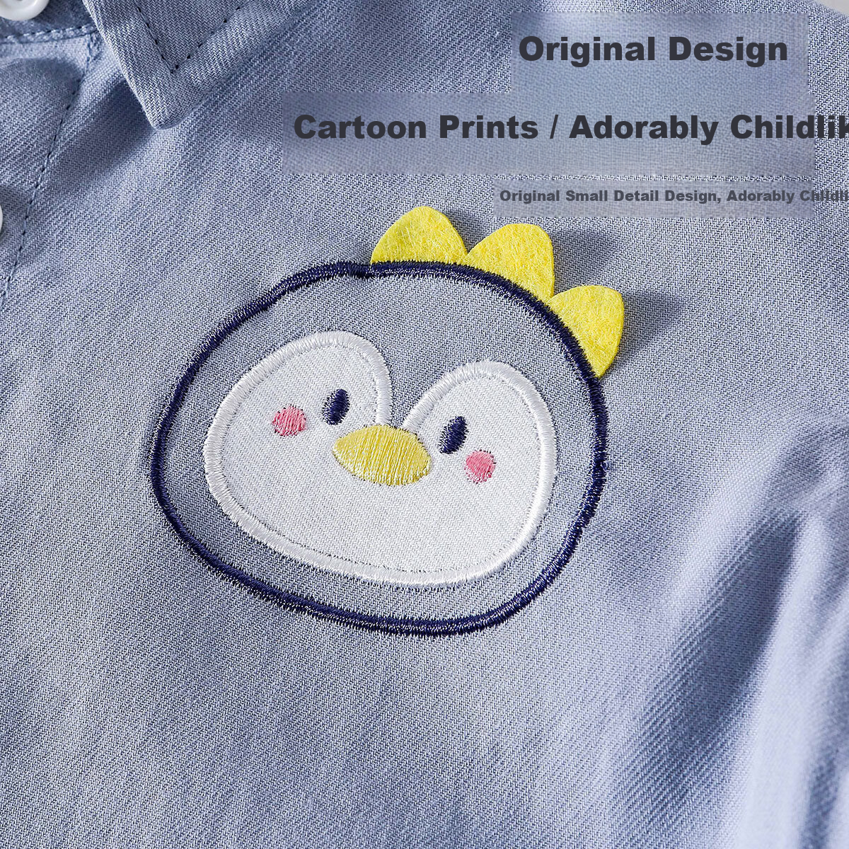 Doxiluka Boys' Shirt Cute Spring Autumn Jacket Kids Baby Long Sleeve Full Moon Clothes Penguin 100