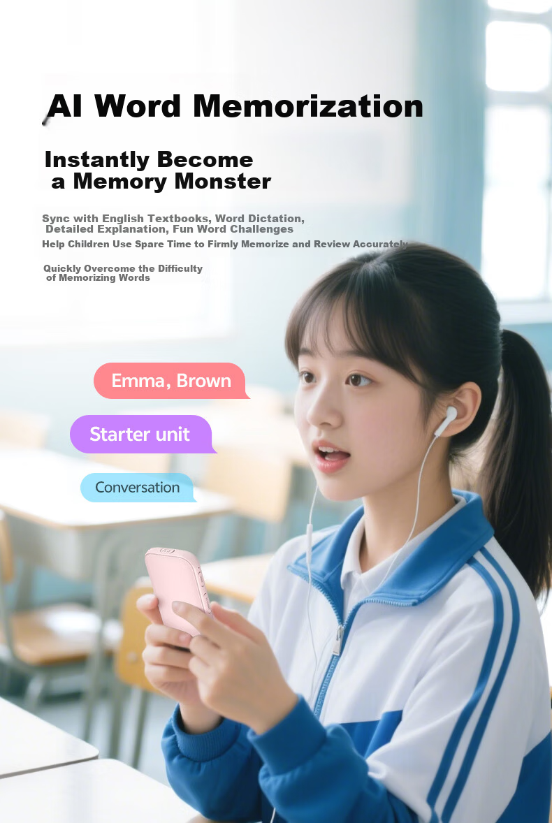 NINTAUS AI Learning Machine Listening Treasure 128GB Repeater Portable Audio Chinese English Study Enhancement Tool Synchronized New Textbook Portable Listening and Reading Device A5pro 16