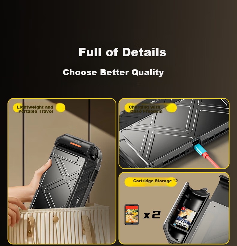 Jemdo Nintendo Switch 2 Protective Case NS2 Integrated Shell Foldable Handle Grip Non-Slip Full-Cover Transparent Hard Case Game Card Storage Box Handheld Console Accessories 3