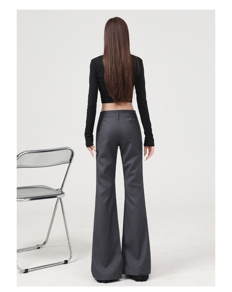 FitonTon Women's Suit Pants 2026 Spring Summer New American Retro Low Waist Slight Flare Slim Casual Wide Leg Pants 8