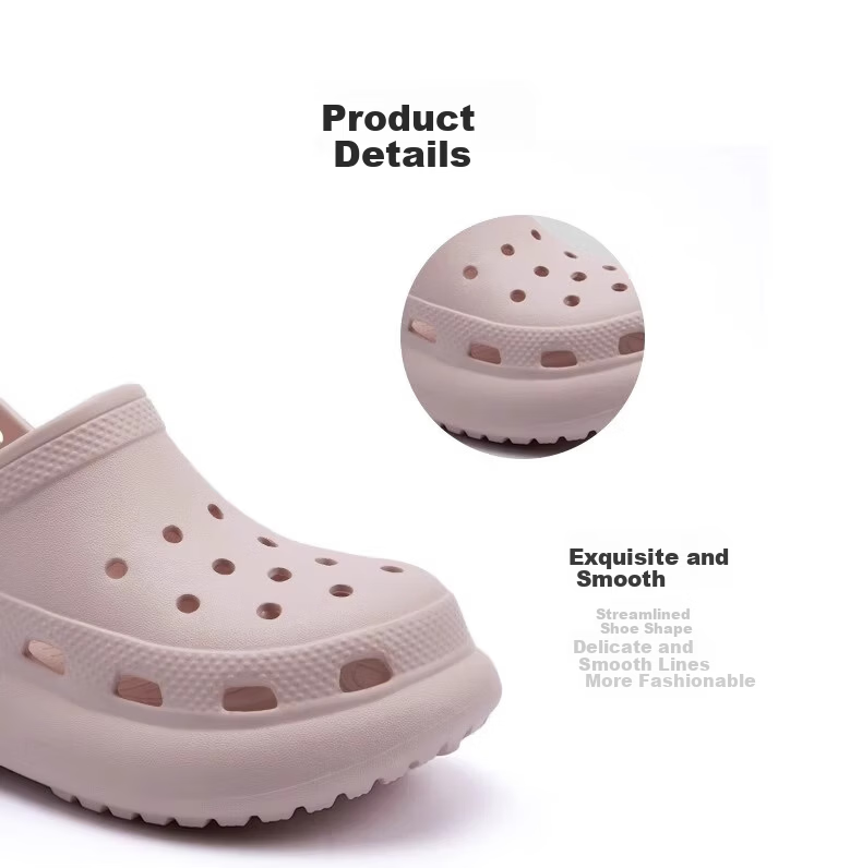 XGGC Puff Hole Shoes for Women Summer Trendy Girl Student Beach Open Toe Sandals Black 35-36 3
