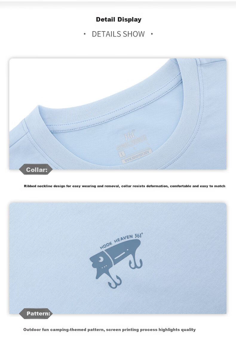 361° Unisex T-Shirt Spring Summer New Pure Cotton Sports Outdoor Loose Fit Crew Neck Short Sleeve Top 632623102-7 28