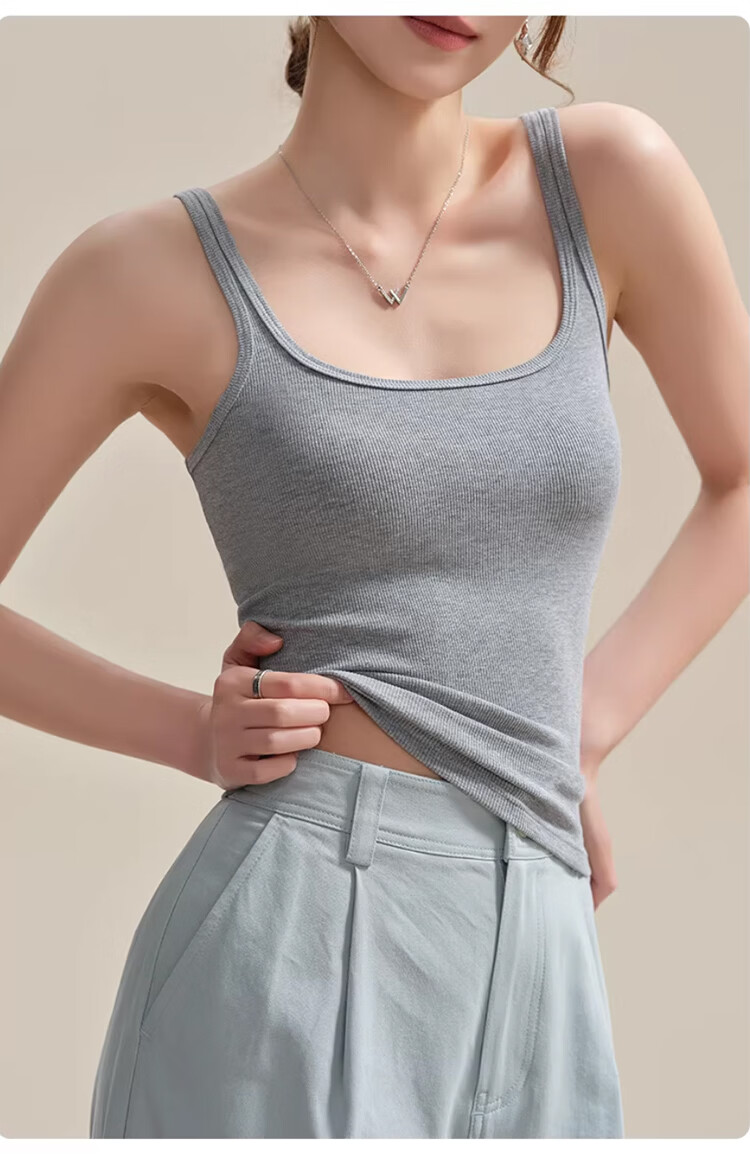 GUJIN Cotton Blend Side Coverage Thin Strap Camisole Vest for Women, No Chest Pad, Base Layer Top, Suitable for Outerwear and Blazer Innerwear, Size M 15