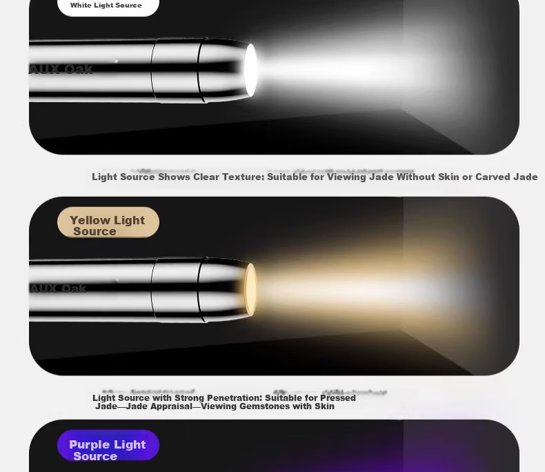 AUX Jade Identification Flashlight Strong Light Cat Ringworm Detection Jewelry Jadeite Professional 365nm UV Lamp for Collectibles 11