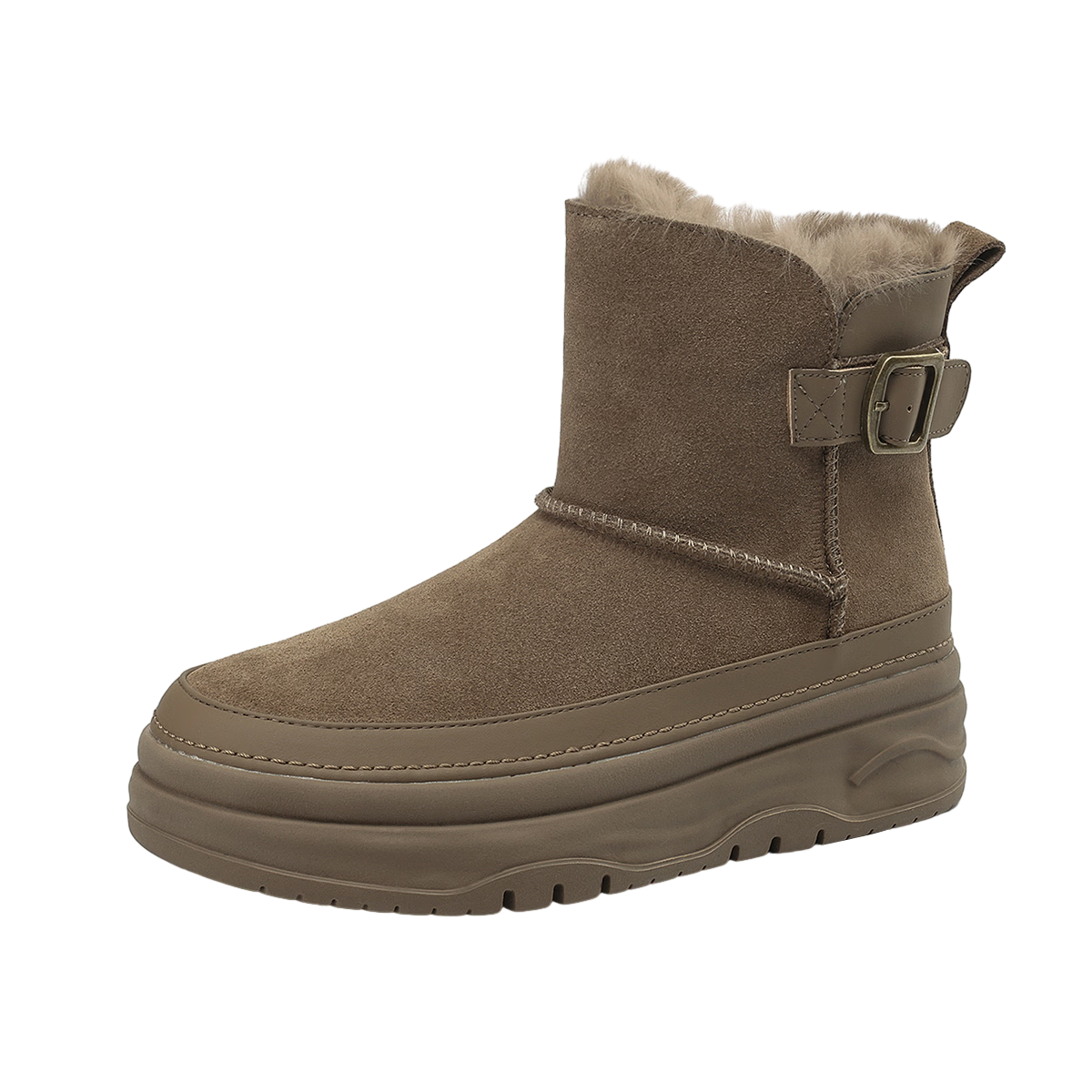 DAPHNE Winter Snow Boots with Fleece Lining Thickened Northeast Cotton Shoes Thick Sole Short Boots for Women 4023608067 Khaki Size 35