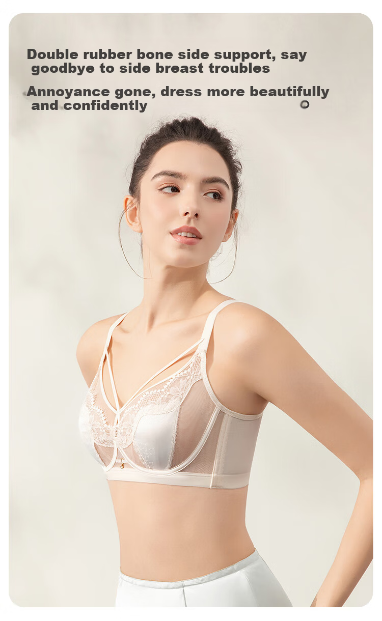Ordifen Women's Breathable Deep V Small Bust Mango Cup Soft Underwire Push-Up Side Support Bra XBHA18 11