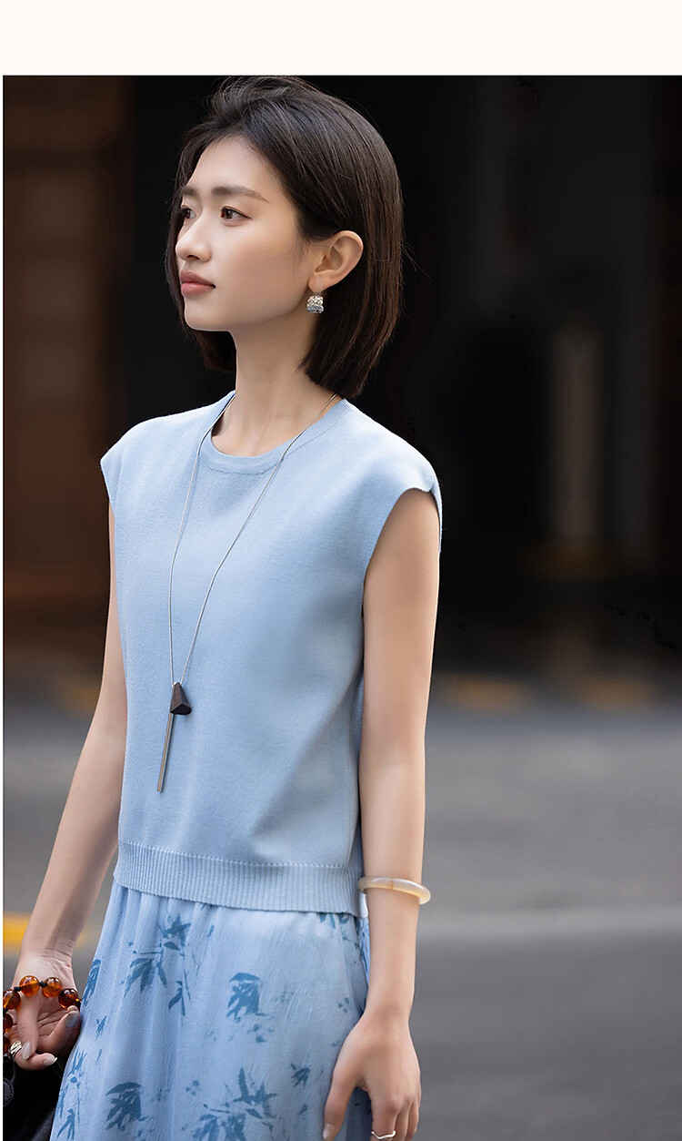 Demana [Guofeng Ice Silk Set] Spring Summer Elegant New Chinese Style Sleeveless Top Printed A-line Skirt Women's Two-piece Set 17