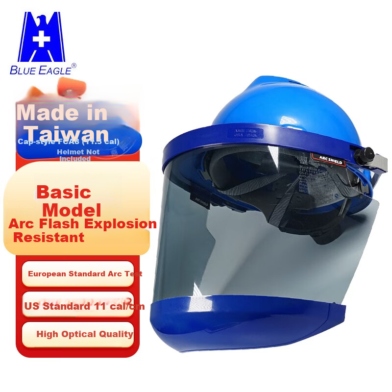 BLUE EAGLE FCA8 Arc Flash Resistant Face Shield 11.3 Cal Insulated Impact and Splash Protective Visor with Cap Mount (Helmet Not Included)