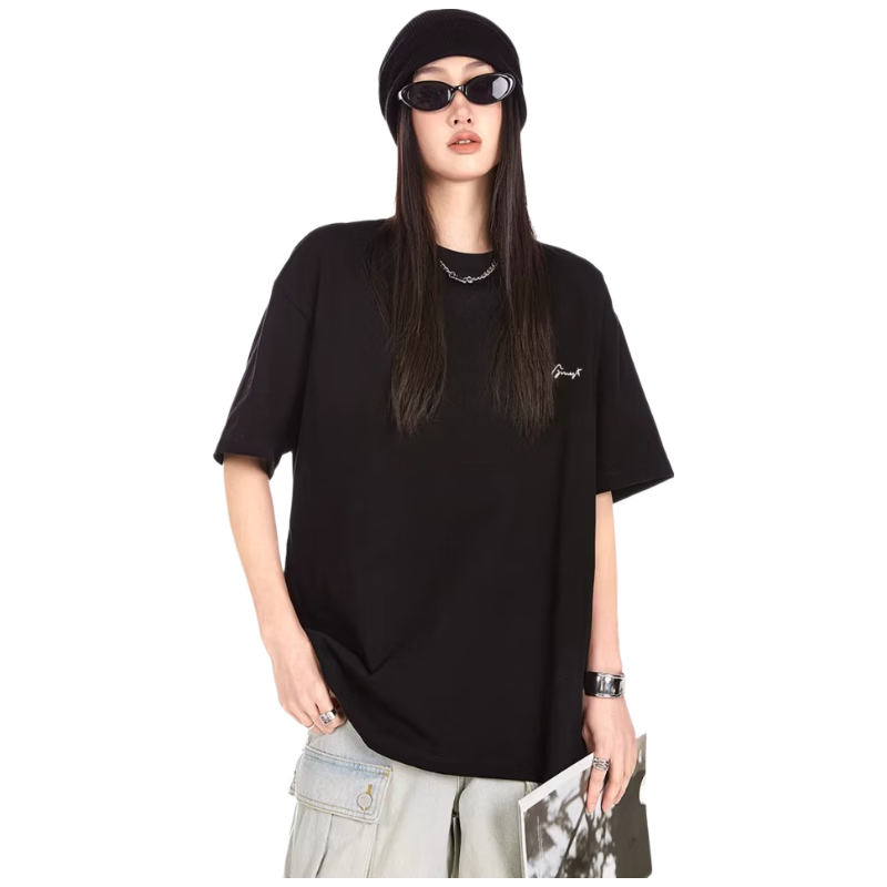 ICH MODE 260G Heavyweight Trendy Back Print Oversize T-Shirt Women Top Apricot XL